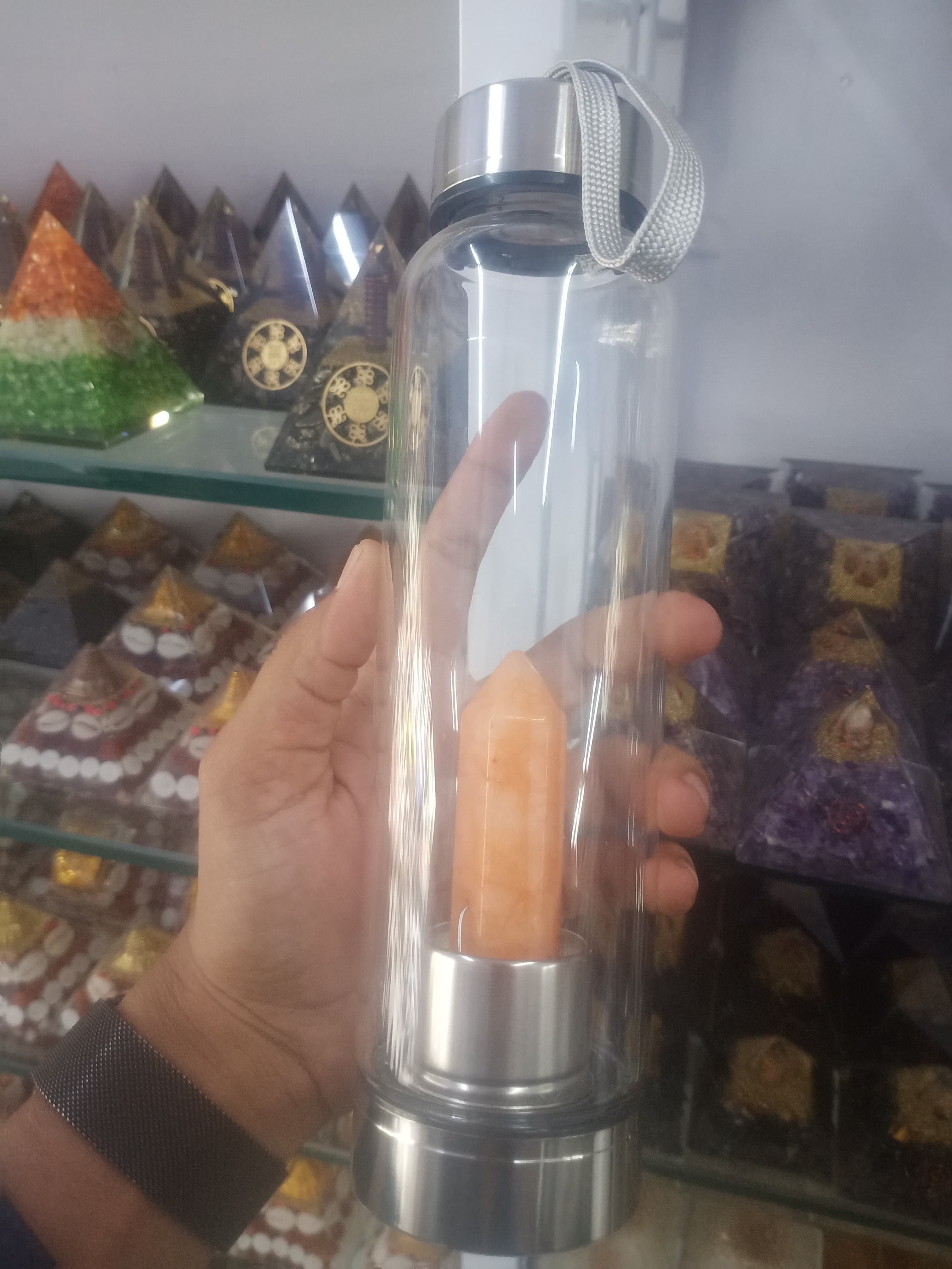 Crystal Infused Glass Water Bottle