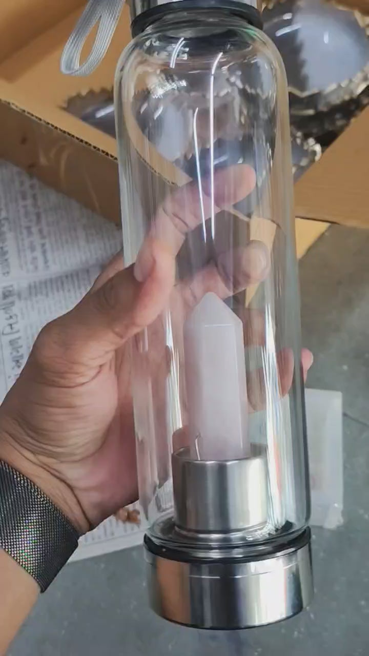 Crystal Infused Glass Water Bottle